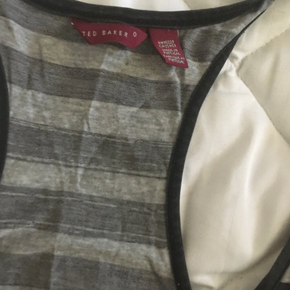 ted baker grey striped pink floral tank top shirt size 0 nwot - Picture 3 of 6